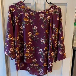 Papermoon maroon floral sheer top